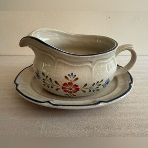 Vintage Japan International Stoneware Heritage Gravy Boat & Drip Tray